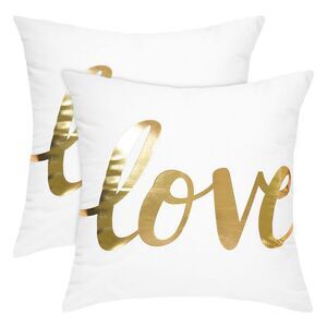 2pcs Throw Pillow Cover Love Letter Pattern Modern Cushion Cover 18 x 18 Inches
